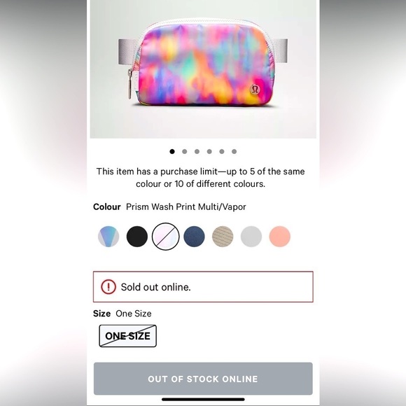 🎉hp! NWT SOLDOUT SUMMER EDITION LULULEMON EVERYWHERE BELT BAG 1L TIE DYE NEON - Picture 4 of 10